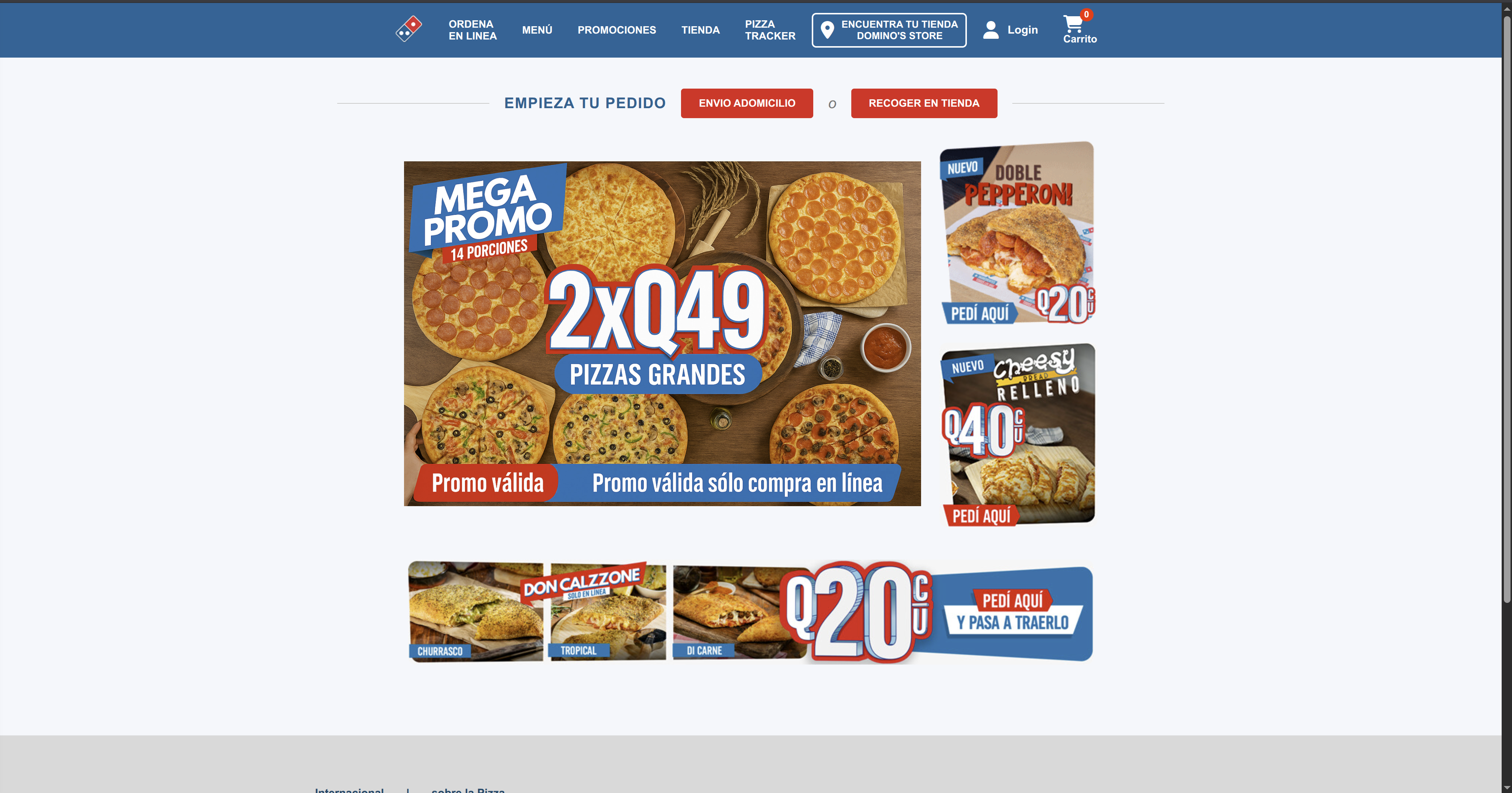 Sitio falso de Domino’s Guatemala utilizado para simular pedidos en línea