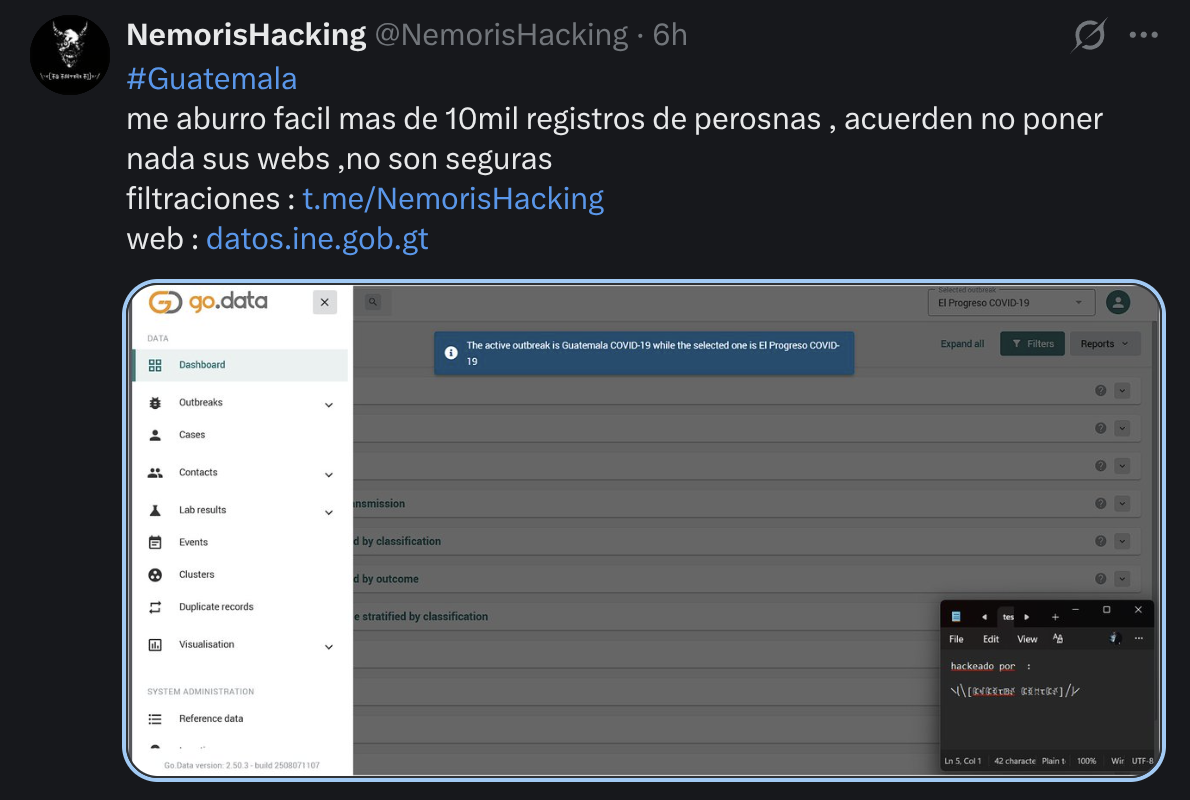 Supuesto hackeo al INE y acceso a Go.Data